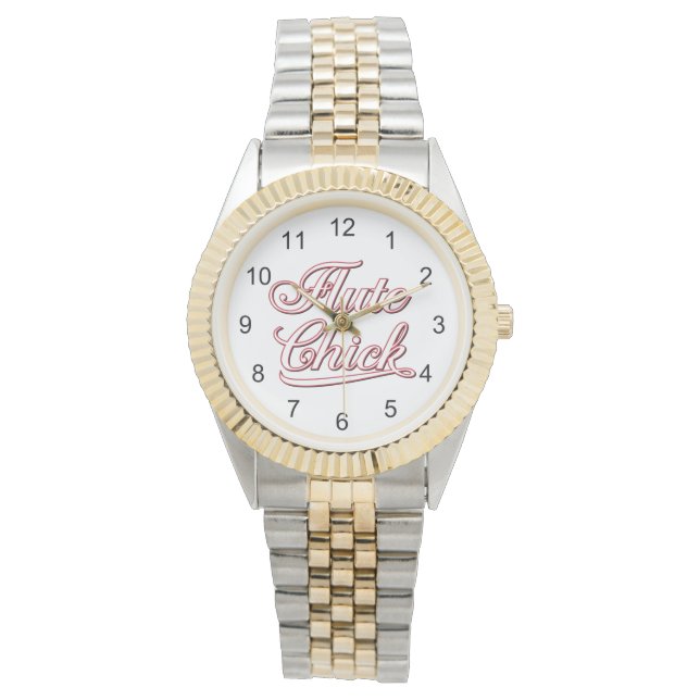 Reloj De Pulsera Guión de pollo con flauta blanca (Anverso)