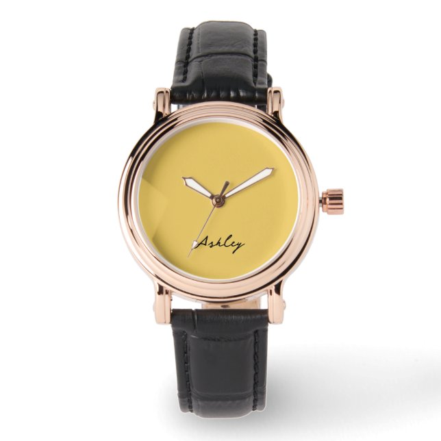 Reloj De Pulsera Guión dorado simple personalizado (Anverso)