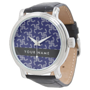 Reloj De Pulsera Guirnalda de Navidad, Azul, Tu nombre, Personaliza