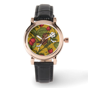 Reloj De Pulsera Guirnaldas y fresas en mostaza