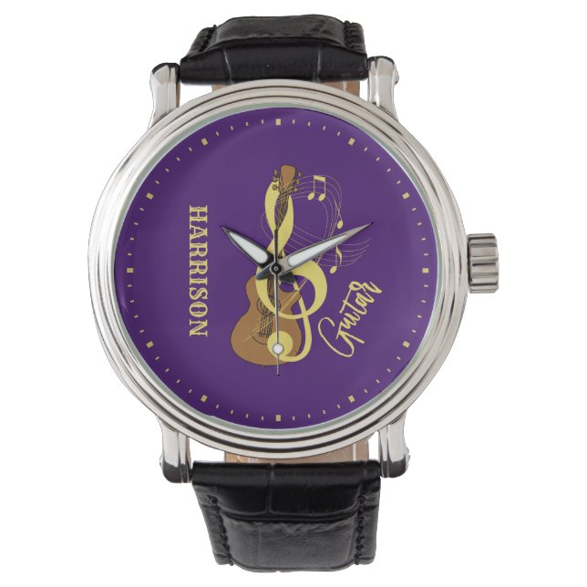 Reloj De Pulsera Guitar Acoustic Music Notes Personalizado (Anverso)