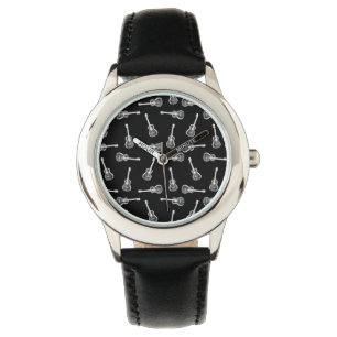 Reloj De Pulsera Guitares acústicos blancos y negros diseñan mús
