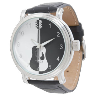 Reloj De Pulsera Guitarra blanca y negra de diseño moderno