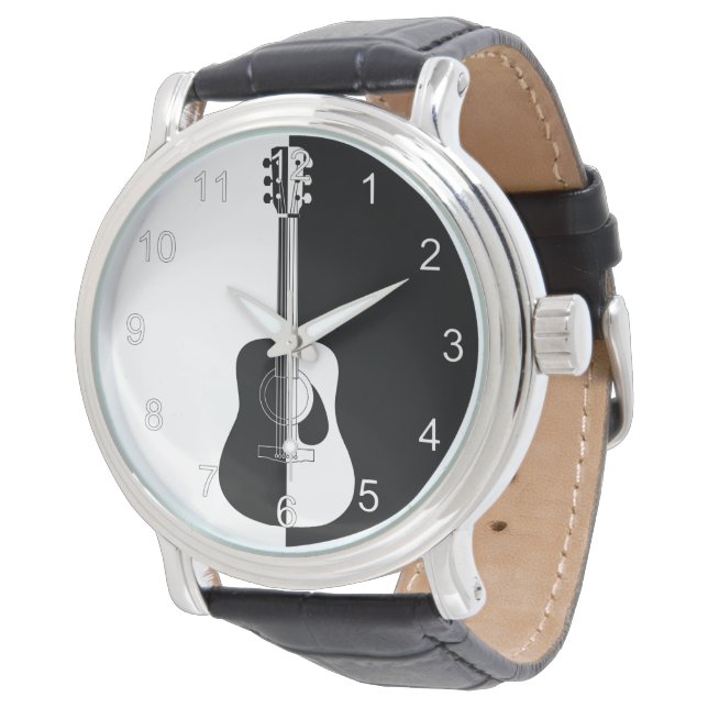 Reloj De Pulsera Guitarra blanca y negra de diseño moderno (Angular)