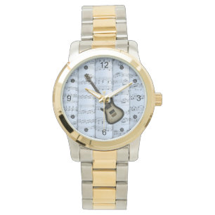 Reloj De Pulsera Guitarra Elec~Música de hoja rodada~Blue Tint Bac