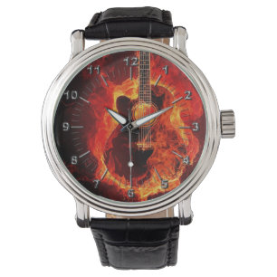Reloj De Pulsera Guitarra en el fuego