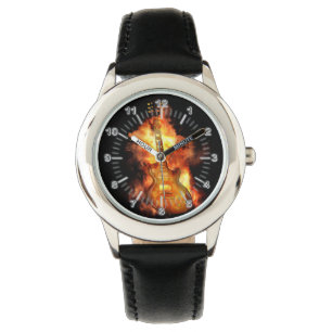 Reloj De Pulsera Guitarra en el fuego