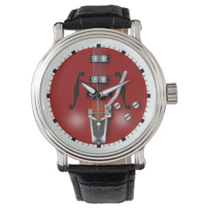 Reloj De Pulsera Guitarra roja de cuerpo hueco