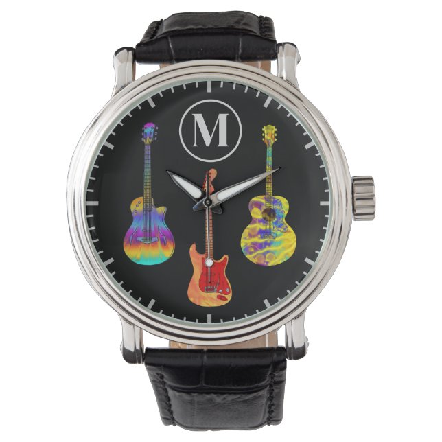 Reloj De Pulsera Guitarras acústicas eléctricas coloridas personali (Anverso)