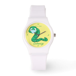 Reloj De Pulsera Gusano Kawaii Verde Thunder_Cove