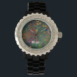Reloj De Pulsera Gustav Klimt Flower Garden<br><div class="desc">Ver el jardín de la granja petrolera de Gustav Klimt con girasoles (1907). Un bonito jardín de girasoles y exquisitos flores azules,  rojas,  violetas,  rosas y blancas. Un gran regalo para los amantes del arte Art Nouveau y austriaco.</div>