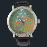 Reloj De Pulsera Gustav Klimt: Jardín de flores<br><div class="desc">Un hermoso reloj clásico con un colorido jardín de flores,  pintado por el pintor simbolista austríaco Gustav Klimt.</div>