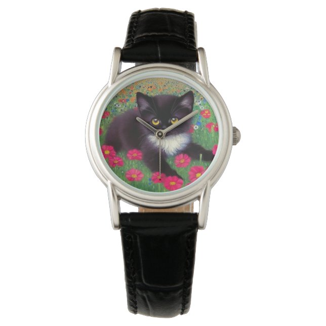 Reloj De Pulsera Gustav Klimt Tuxedo Cat (Anverso)