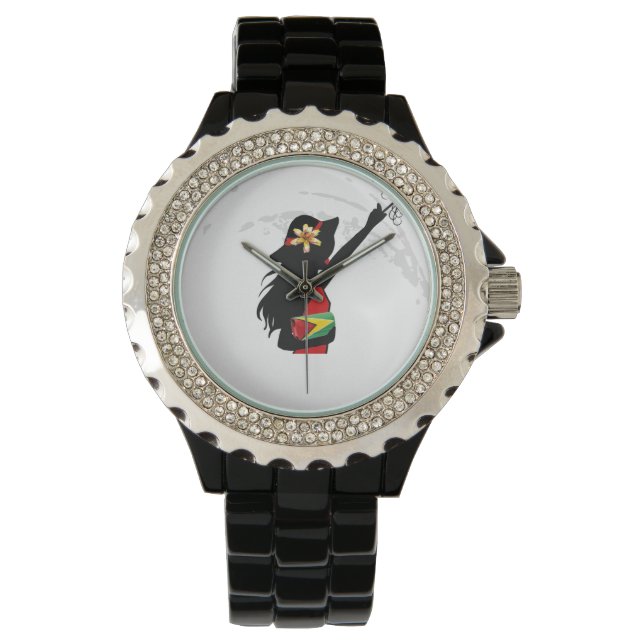 Reloj De Pulsera Guyana Chica Black Diamante de imitación eWatch (Anverso)