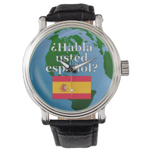 Reloj De Pulsera ¿Hablas español? Bandera y globo