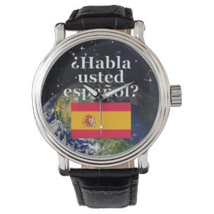 Reloj De Pulsera ¿Hablas español? Bandera y Tierra