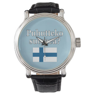 Reloj De Pulsera ¿Hablas finés? En finés. Bandera