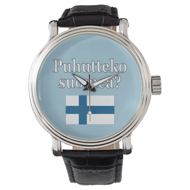 Reloj De Pulsera ¿Hablas finés? En finés. Bandera (Anverso)