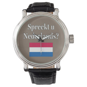 Reloj De Pulsera ¿Hablas holandés? en holandés. Bandera