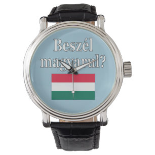 Reloj De Pulsera ¿Hablas húngaro? en húngaro. Bandera