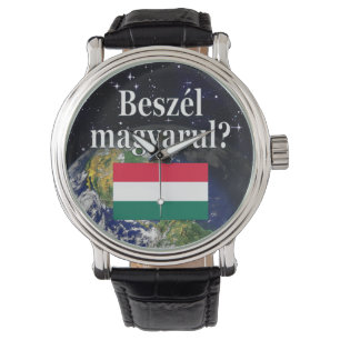 Reloj De Pulsera ¿Hablas húngaro? en húngaro. Bandera y Tierra