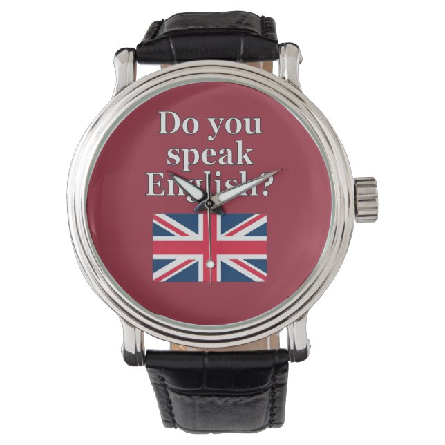 Reloj De Pulsera "¿Hablas inglés?" en inglés. Bandera (Anverso)