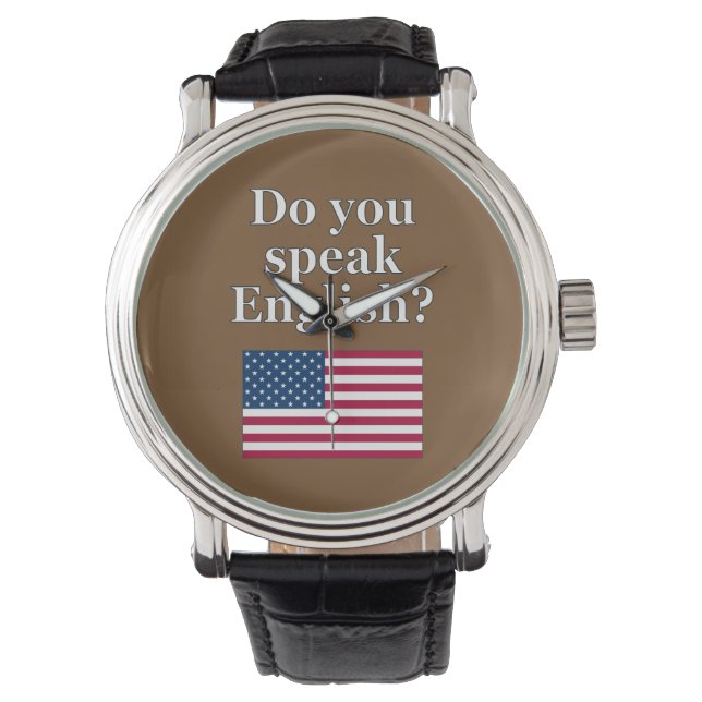 Reloj De Pulsera "¿Hablas inglés?" en inglés. Bandera (Anverso)