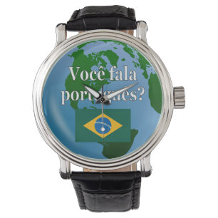 Reloj De Pulsera ¿Hablas portugués? Bandera