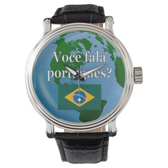 Reloj De Pulsera ¿Hablas portugués? Bandera (Anverso)