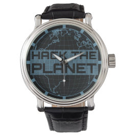 Reloj De Pulsera Hack the Planet Blue Globe Computer Hacker Design