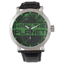 Reloj De Pulsera Hack the Planet Green Globe Computer Hacker Design