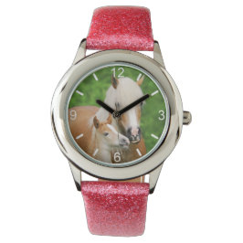 Reloj De Pulsera Haflinger Horses Cute Foal Kiss Mamá / placa de ma