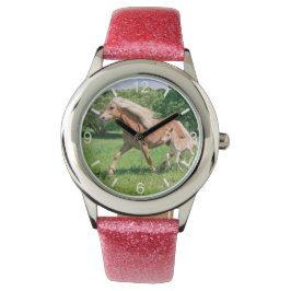 Reloj De Pulsera Haflinger Horses Cute Foals Run Funny - placa de m