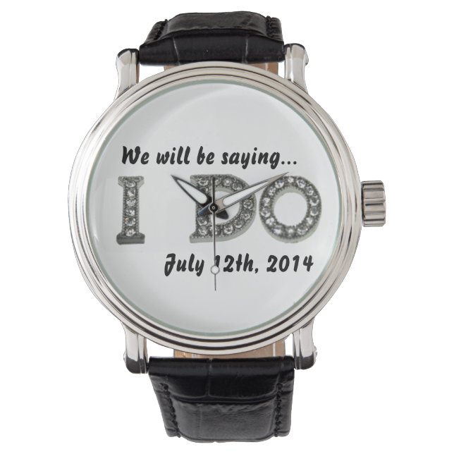 Reloj De Pulsera Hago Boda Bling Save the Date Watch (Anverso)