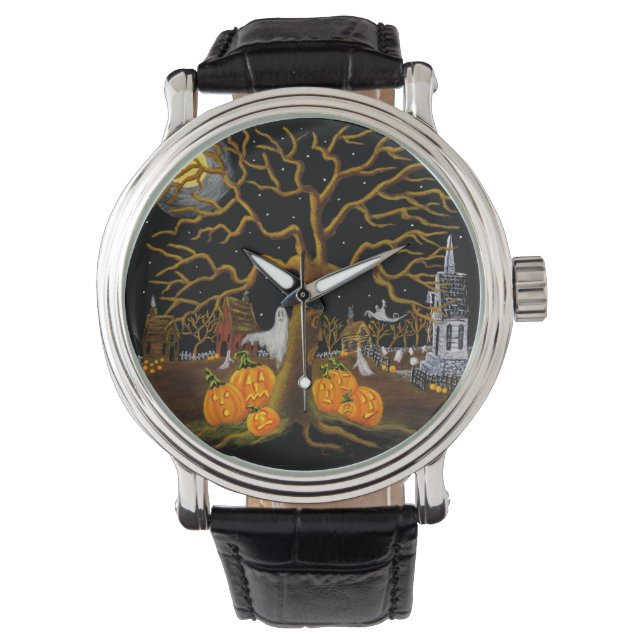 Reloj De Pulsera Halloween, adulto, reloj, fantasmas, Jack-O-Lanter (Anverso)