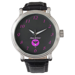 Reloj De Pulsera Halloween Bat Black Vintage Leather Watch