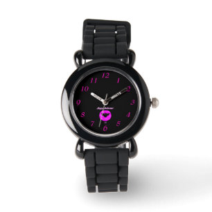 Reloj De Pulsera Halloween Bat Kids Silver Purpurina Watch