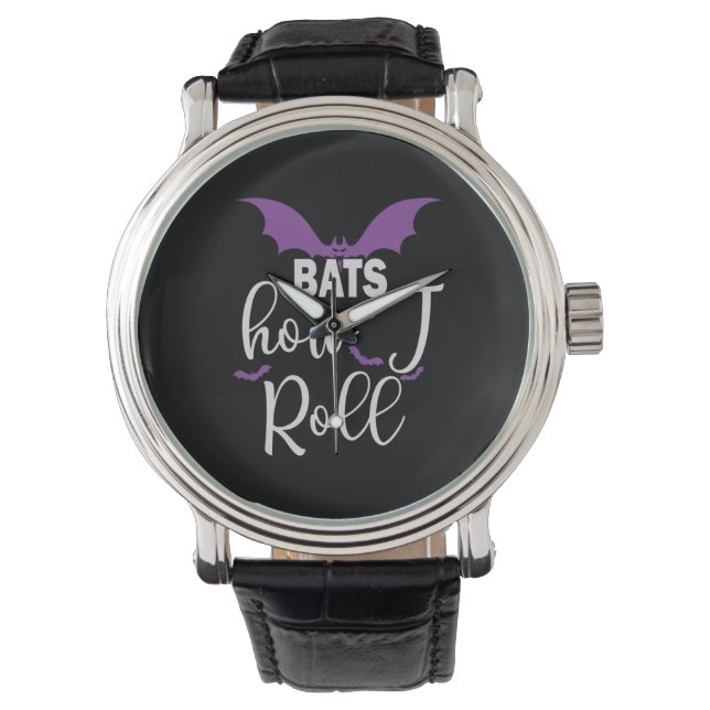 Reloj De Pulsera Halloween Bats How I Roll Birthday (Anverso)