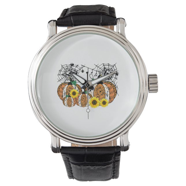 Reloj De Pulsera Halloween Calabaza Símbolos Musicales Profesor de  (Anverso)