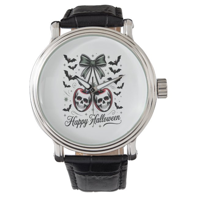 Reloj De Pulsera Halloween con el cráneo gótico Cherry (Anverso)