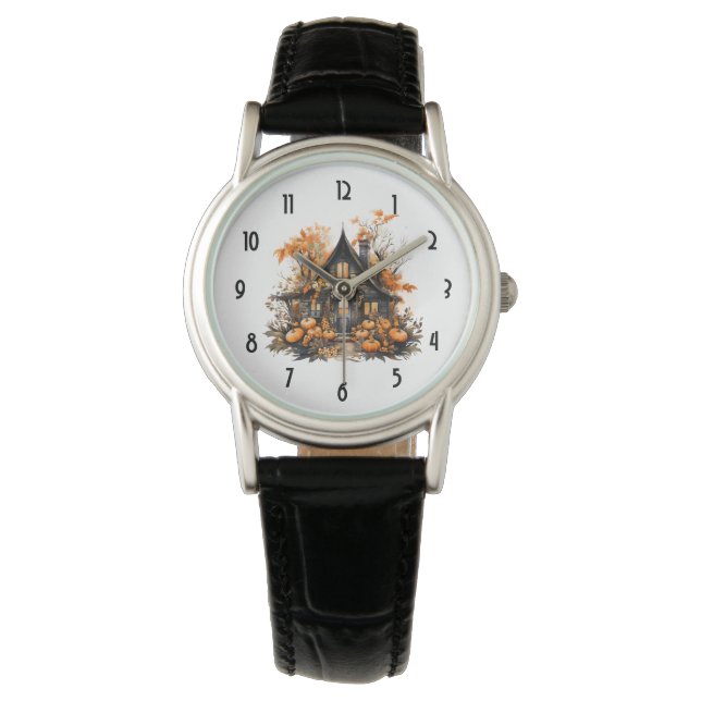Reloj De Pulsera Halloween de Hauned House con calabazas (Anverso)