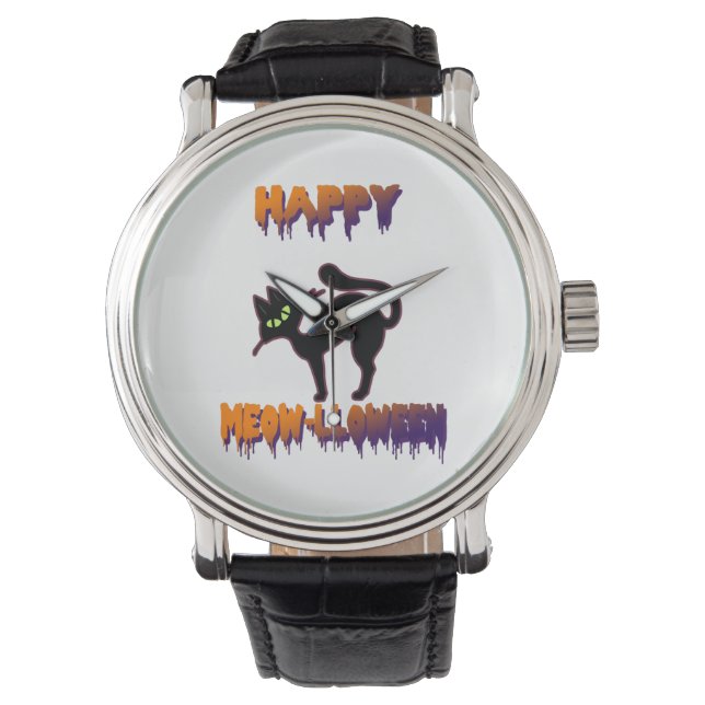 Reloj De Pulsera Halloween de la calabaza de gato negro (Anverso)