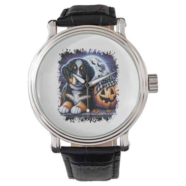 Reloj De Pulsera Halloween de Perro de Montaña de Bernese (Anverso)