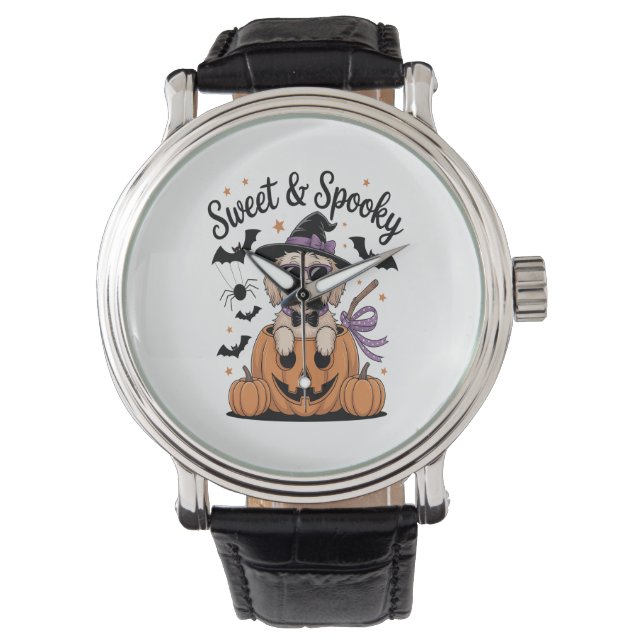 Reloj De Pulsera Halloween de perro dulce y fantasmagórico (Anverso)