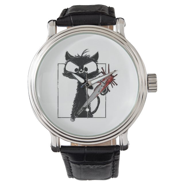 Reloj De Pulsera Halloween del Béisbol de Gato Negro (Anverso)
