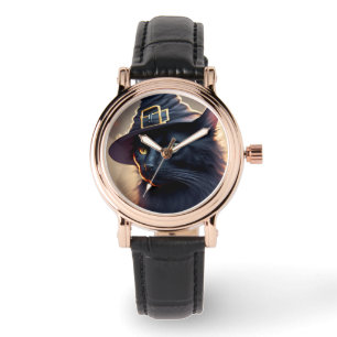 Reloj De Pulsera Halloween del gato negro