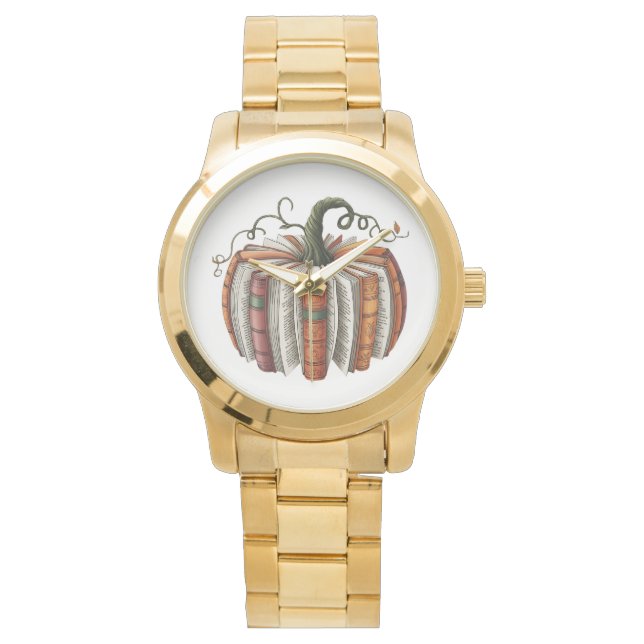 Reloj De Pulsera Halloween del libro de calabazas otoño Lover Bookt (Anverso)