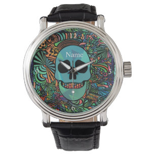 Reloj De Pulsera Halloween Hippie Skull Thunder_Cove