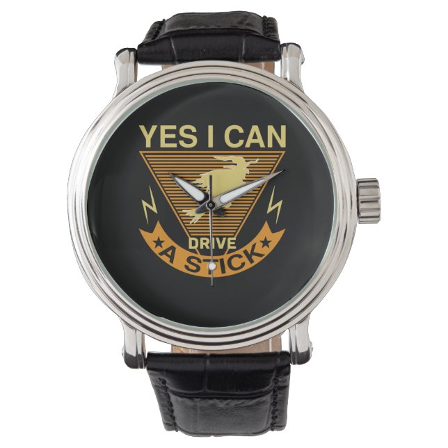 Reloj De Pulsera Halloween I Can Drive A Stick Birthday (Anverso)