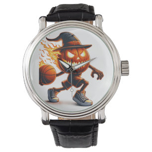 Reloj De Pulsera Halloween Jack-o'-Lantern Slam Dunk: Canasta espel